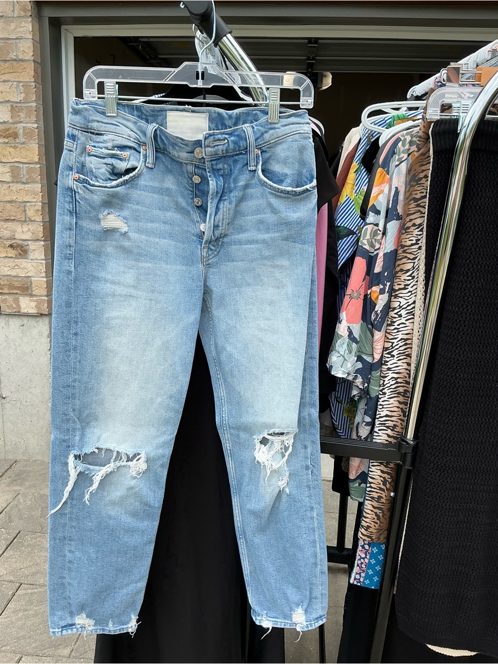 MOTHER Light Blue Distressed Boyfriend Jeans